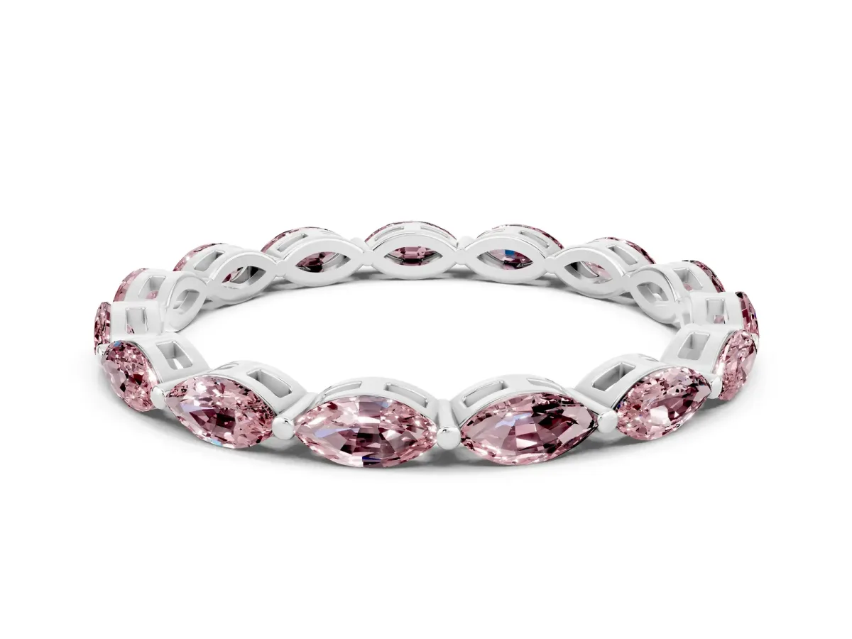 Marquise Morganite Eternity Band with U-Prong Setting Silver