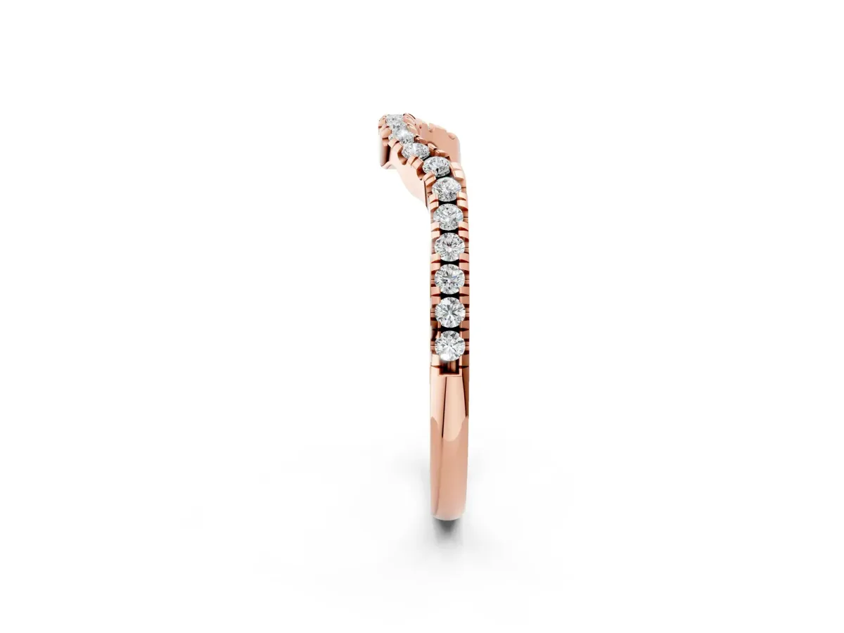 Round Diamond Pavé-Set Contoured Wedding Band Rose gold
