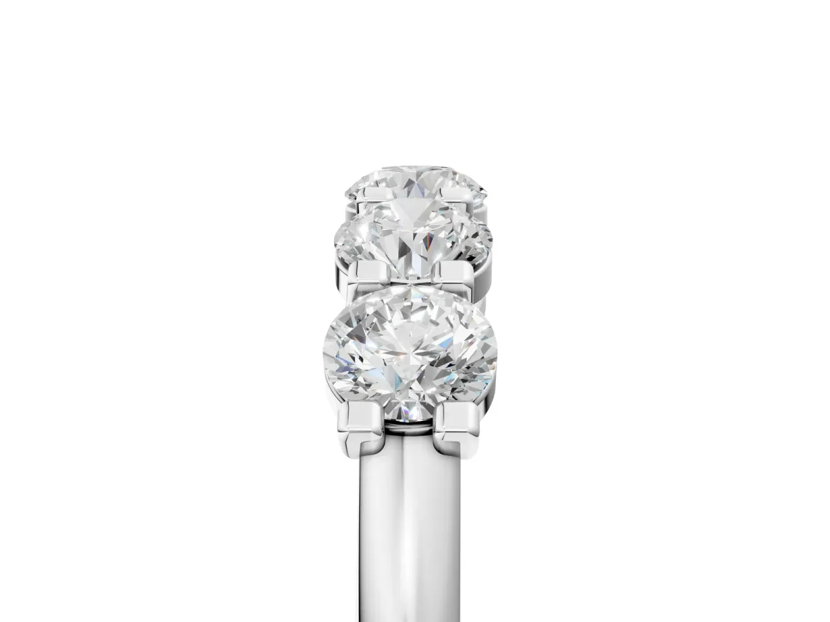 Round Cut Diamond Half Eternity Band with Prong Setting Silver
