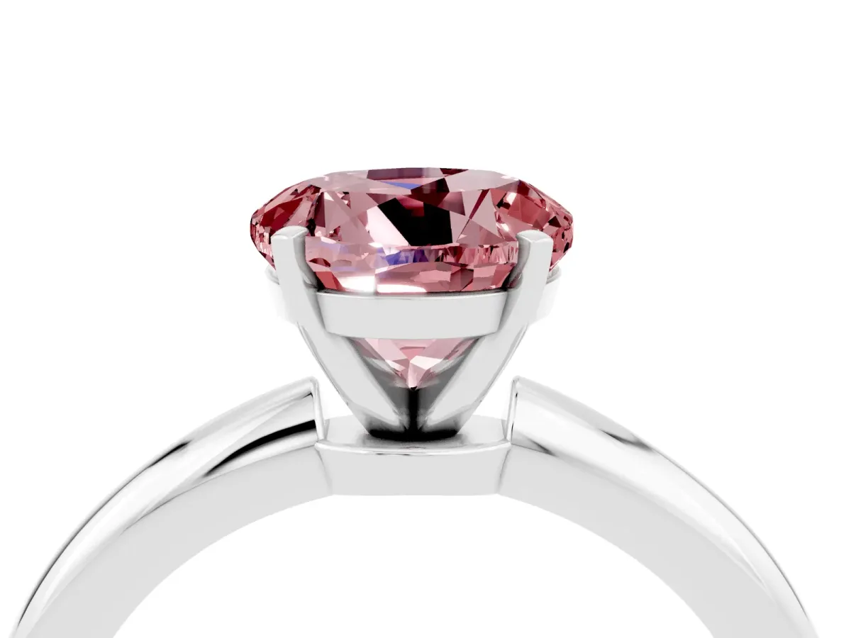 Round Cut Morganite Solitaire Ring with Six-Prong Setting and Classic Band Platinum