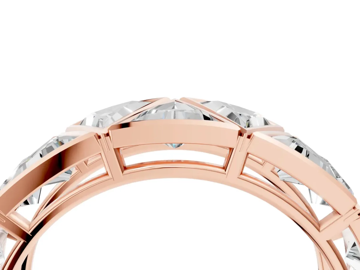 Triangle Diamond Geometric Mens Band Rose gold