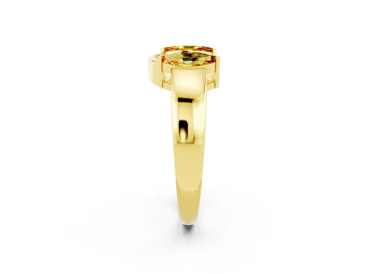 Marquise Citrine Open Band Ring with Tension Setting Yellow gold