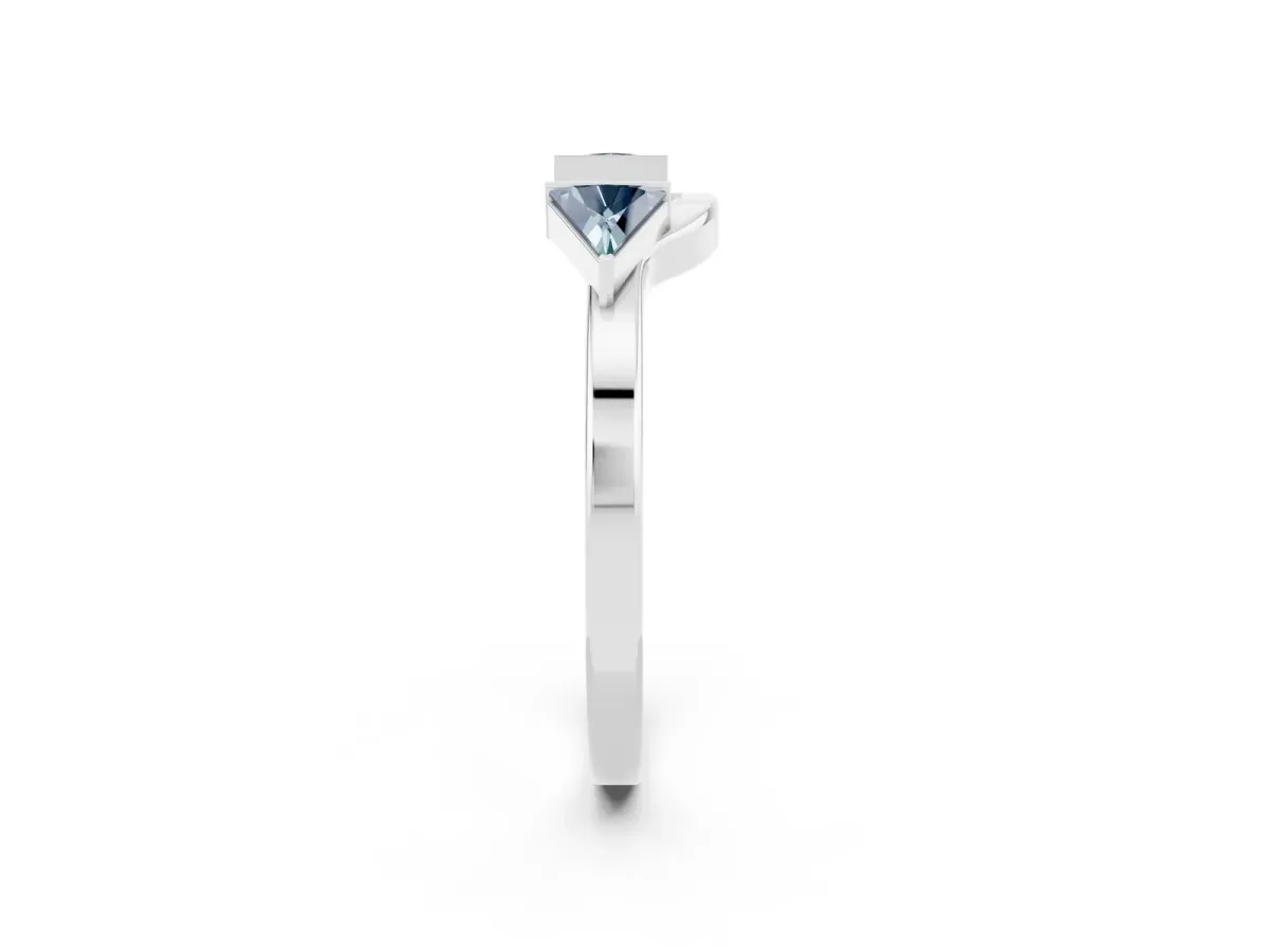 Trillion Aquamarine Open Band Ring with Bezel Setting Platinum