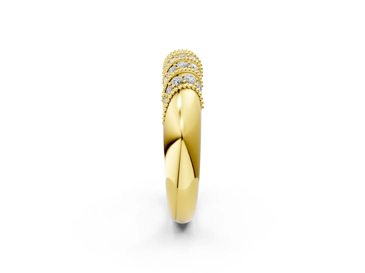 Channel Set Round Diamond Dome Band Yellow gold