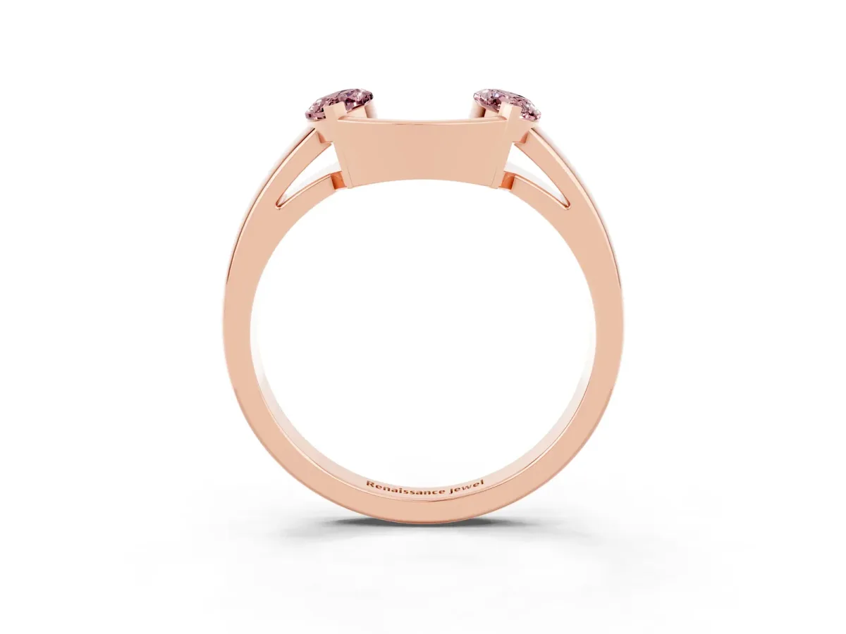 Marquise Morganite Open Band Ring with Tension Setting Rose gold