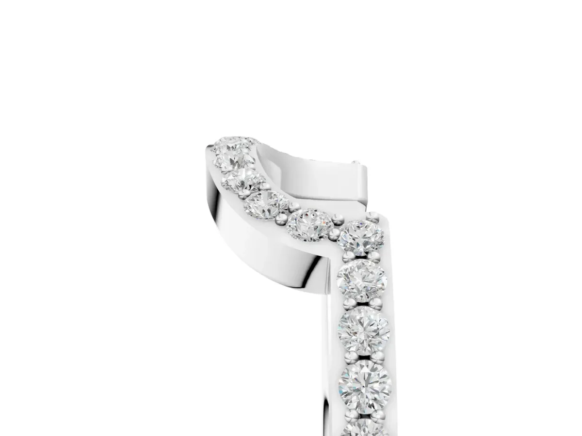 U-Shaped Pavé Round Diamond Contour Band White gold