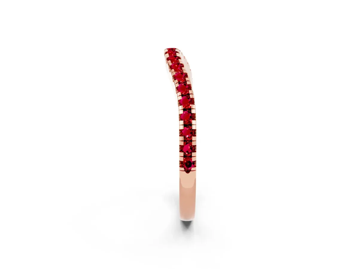 Round Ruby Pavé Half Eternity Band with Shared Prong Setting Rose gold