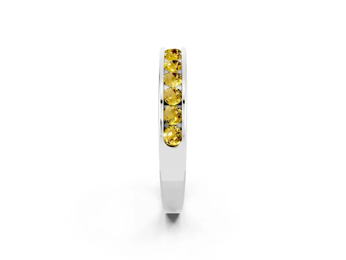 Channel Set Round Yellow Sapphire Eternity Band Platinum