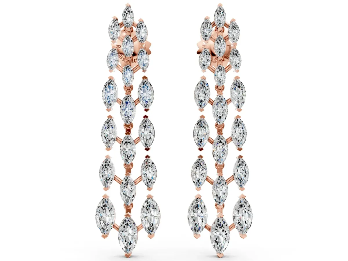Marquise Diamond Linear Drop Earrings Rose gold