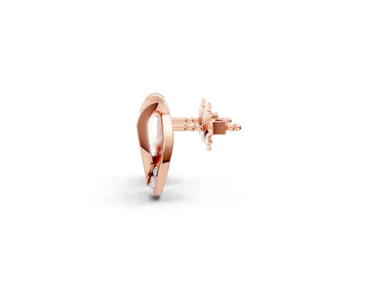 Round Diamond Pavé Knot Stud Earrings Rose gold