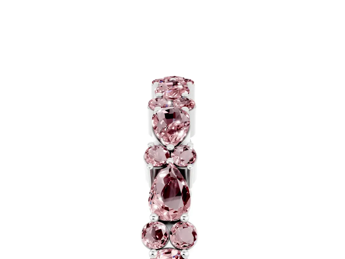 Pear and Round Morganite Wedding Band Platinum