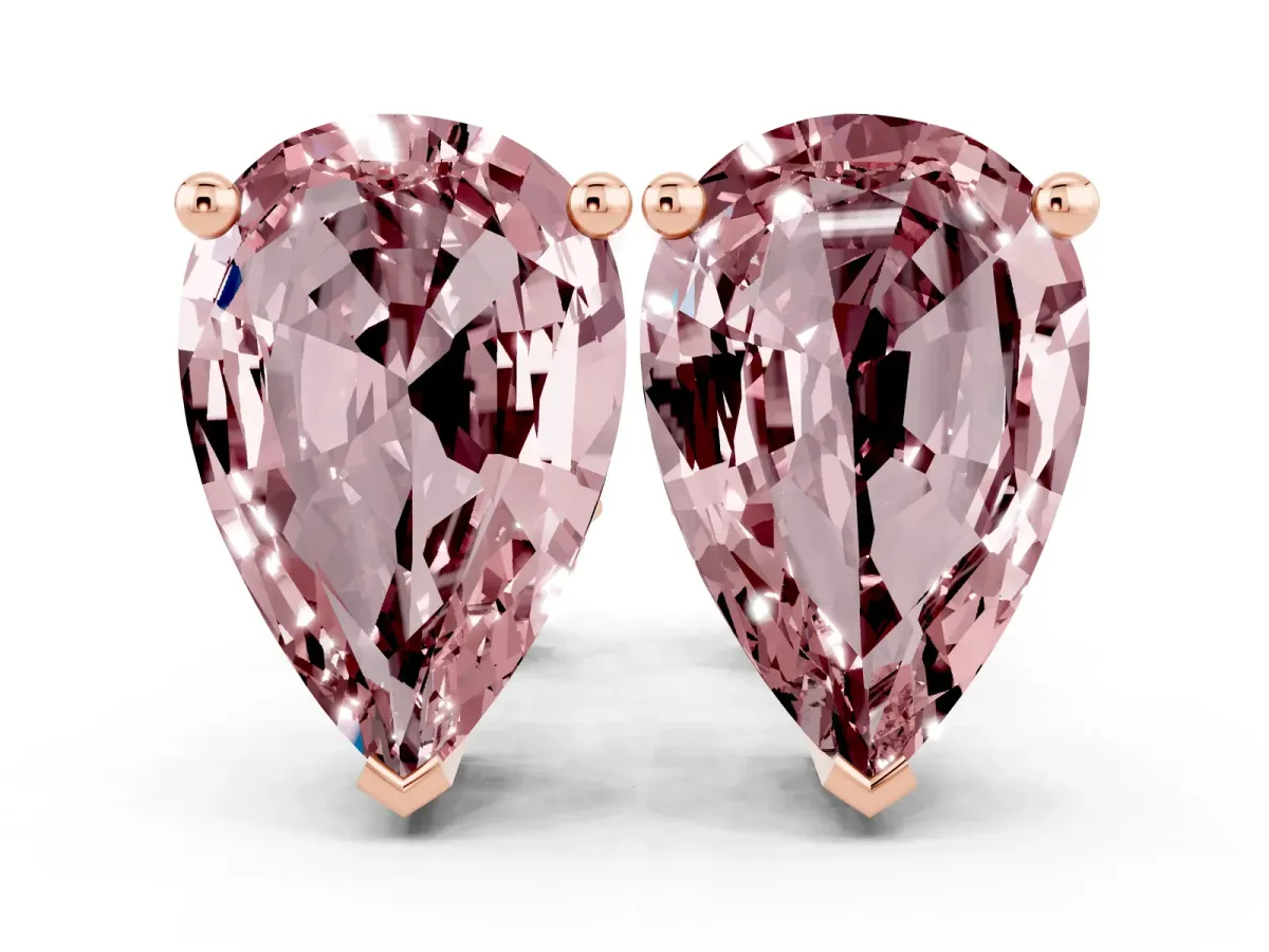 Pear Cut Morganite Stud Earrings Rose gold