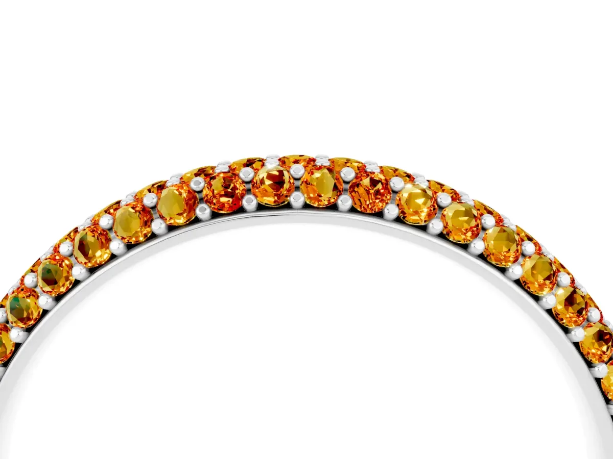 Round Citrine Pavé Eternity Band with Shared Prong Setting Silver