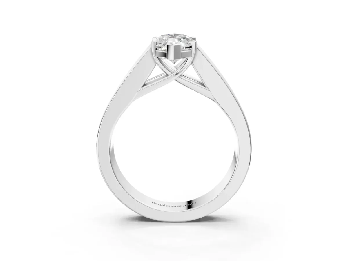 Marquise Cut Cut Channel Set Solitaire Ring with Four-Prong Setting Platinum