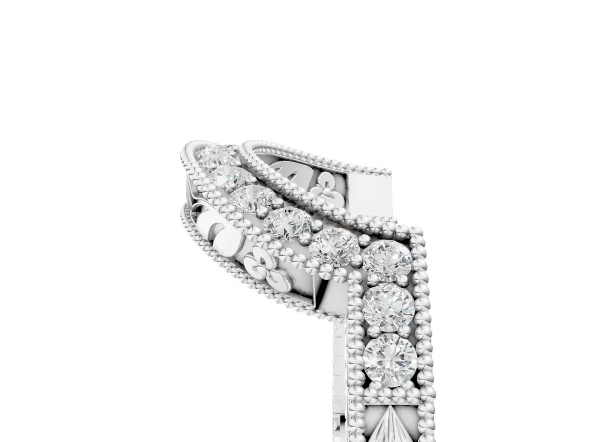 Channel Set Round Diamond Chevron Band Platinum