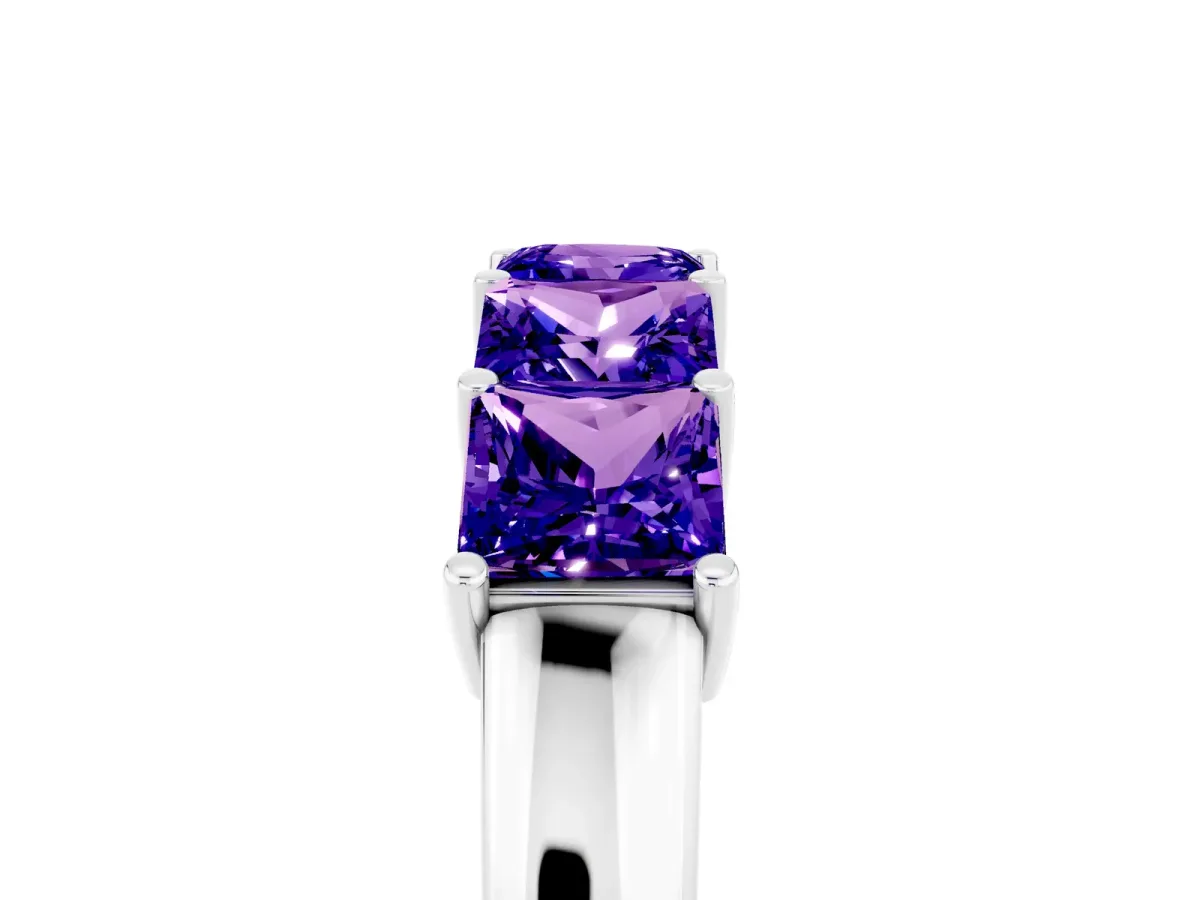 Princess Cut Five-Stone Tanzanite Band with Prong Setting Silver