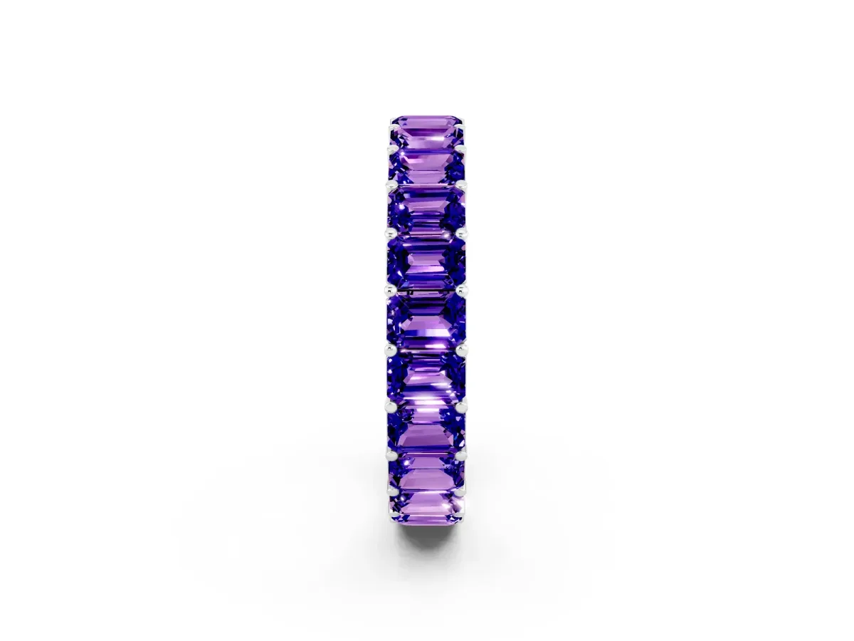 Emerald Cut Tanzanite Eternity Band with Shared Prong Setting Platinum