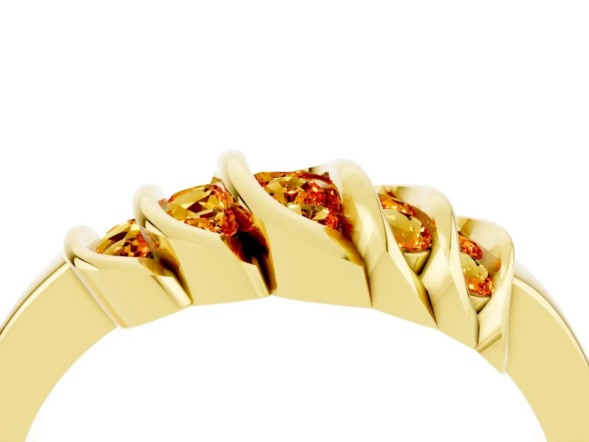 Round Citrine Multi-Row Crossover Band Yellow gold