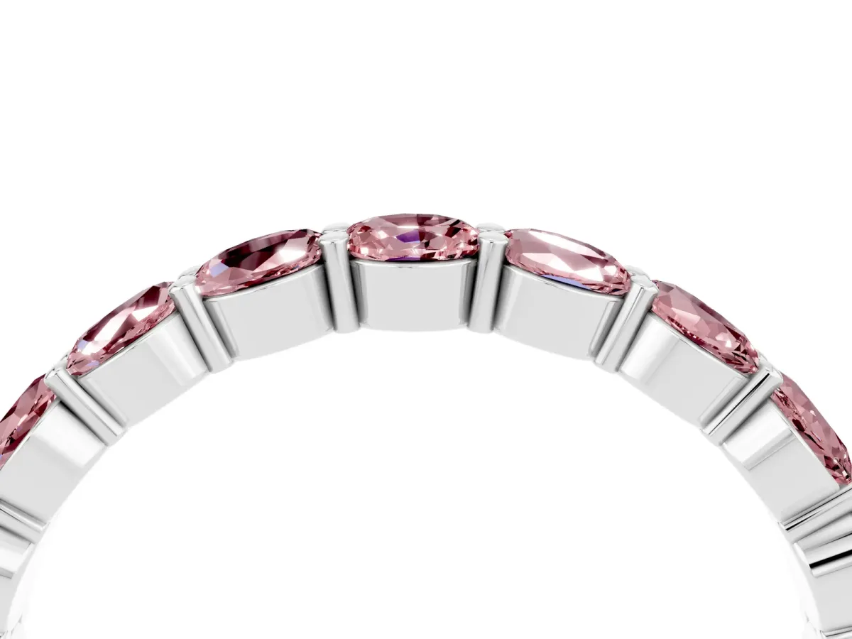 Round Morganite Eternity Band with U-Prong Setting Silver