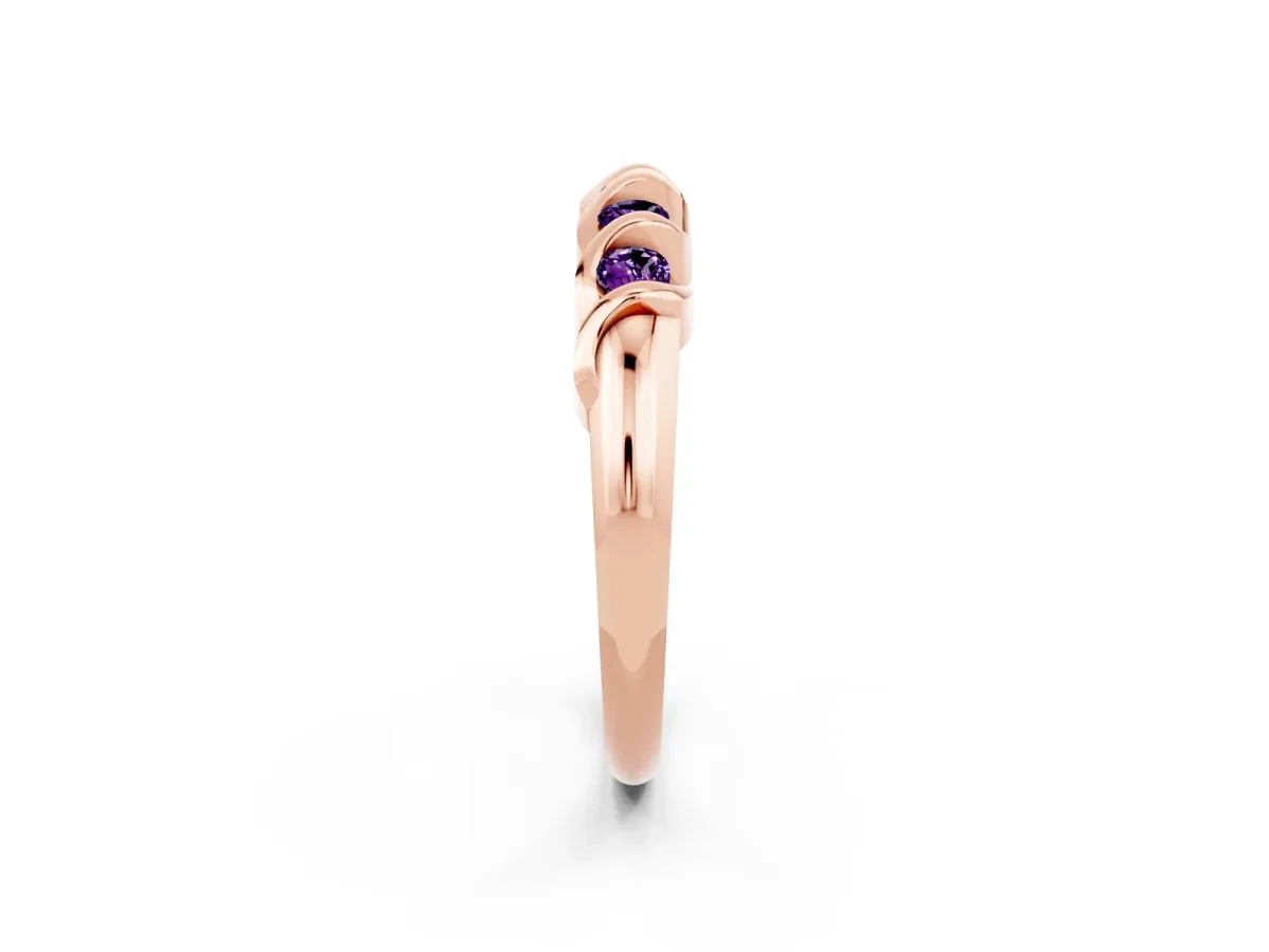 Round Amethyst Eternity Band with Twist Prong Setting Rose gold
