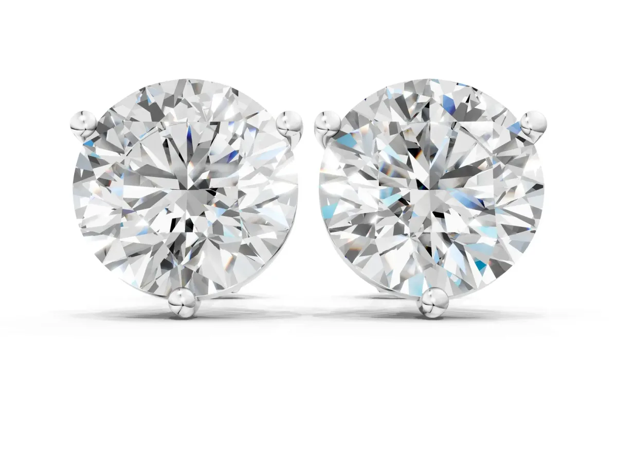 Round Brilliant Diamond Martini Stud Earrings Silver