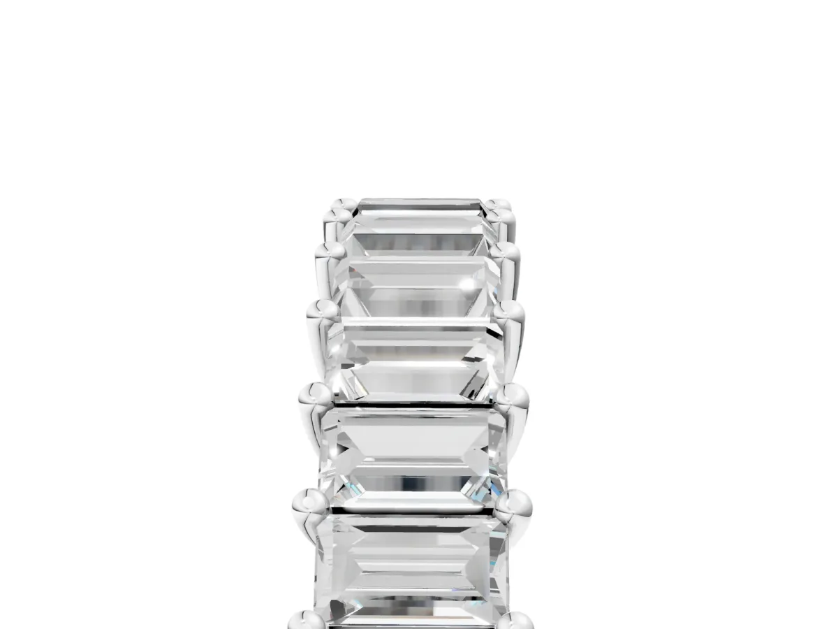 Baguette Cut Half Eternity Band with Shared Prong Setting Silver