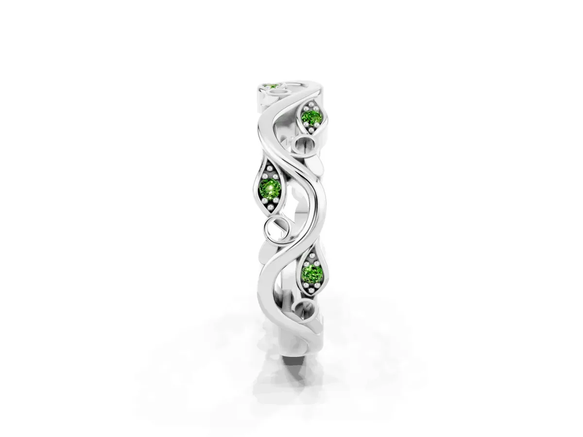 Marquise Peridot Vine Eternity Band with Bezel Setting Silver