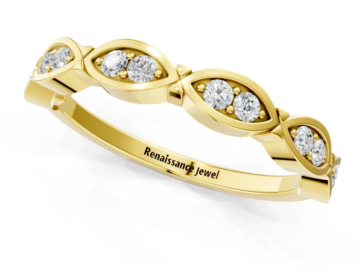 Marquise Diamond Bezel Set Eternity Band Yellow gold