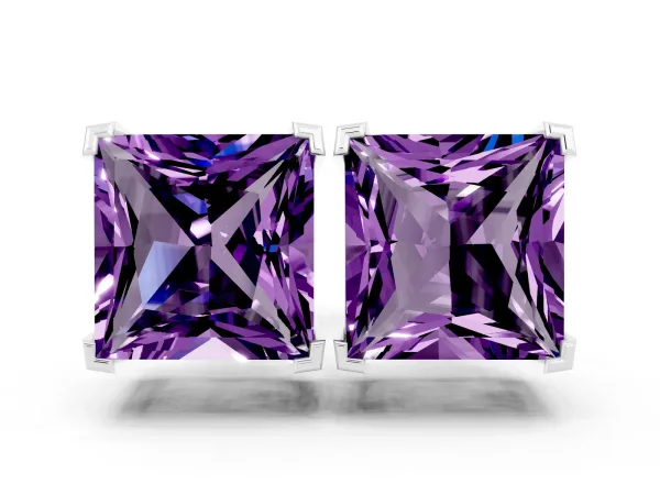 Princess Cut Amethyst Stud Earrings Platinum