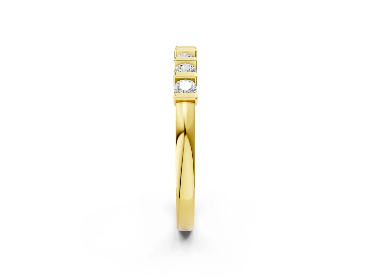 Channel-Set Round Diamond Half-Eternity Band Yellow gold