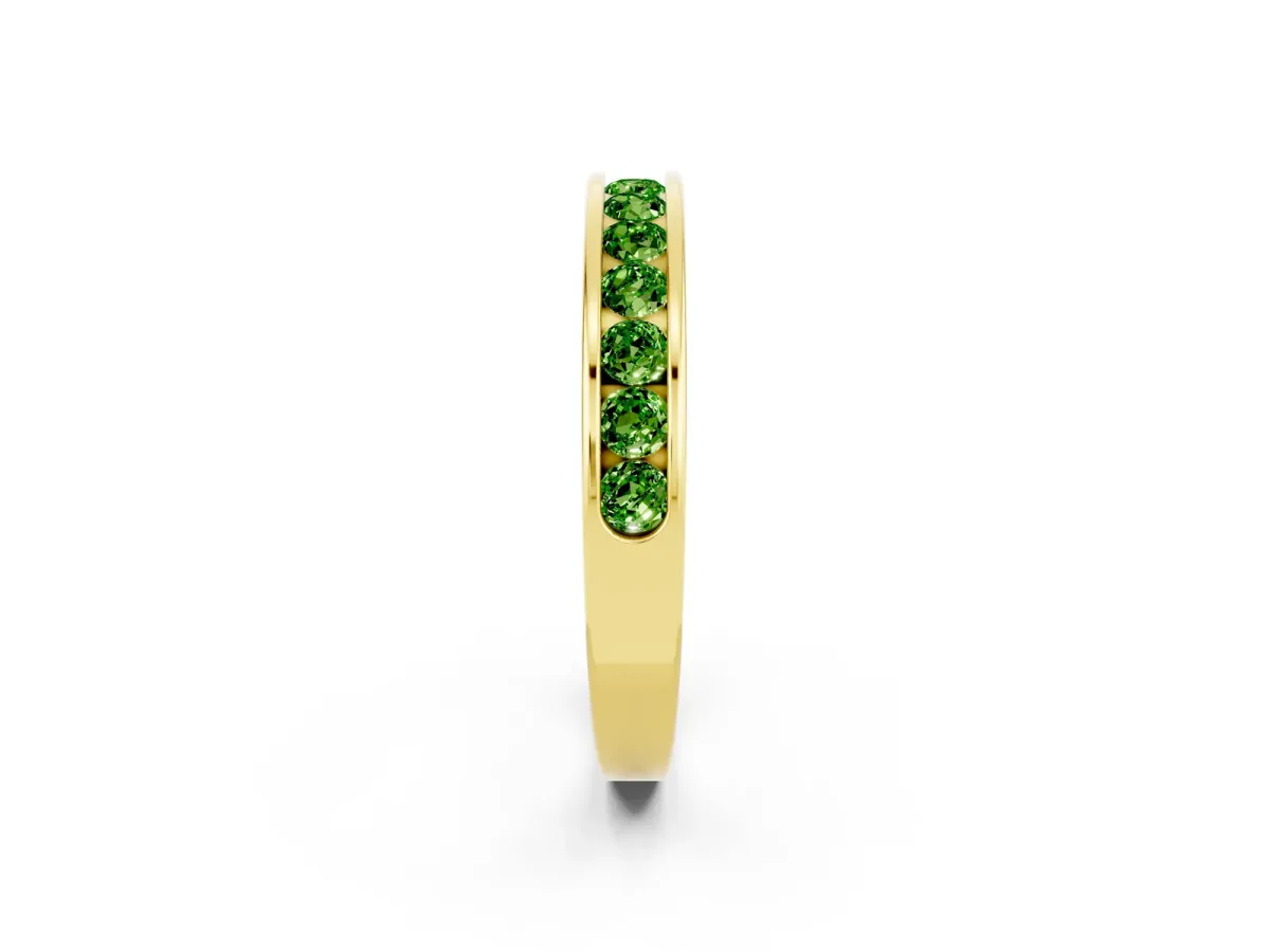 Channel Set Round Peridot Eternity Band Yellow gold
