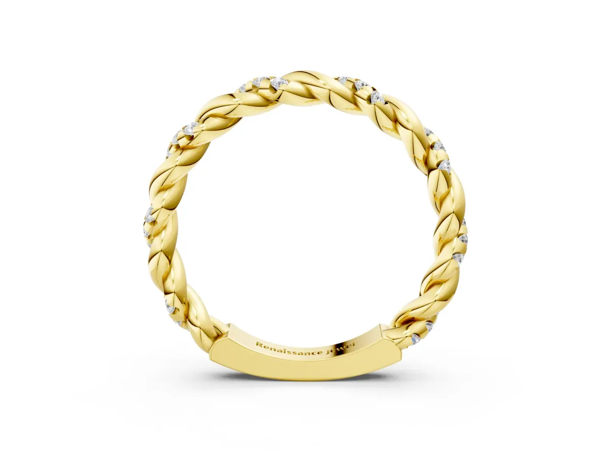 Twisted Pavé Round Diamond Eternity Band Yellow gold