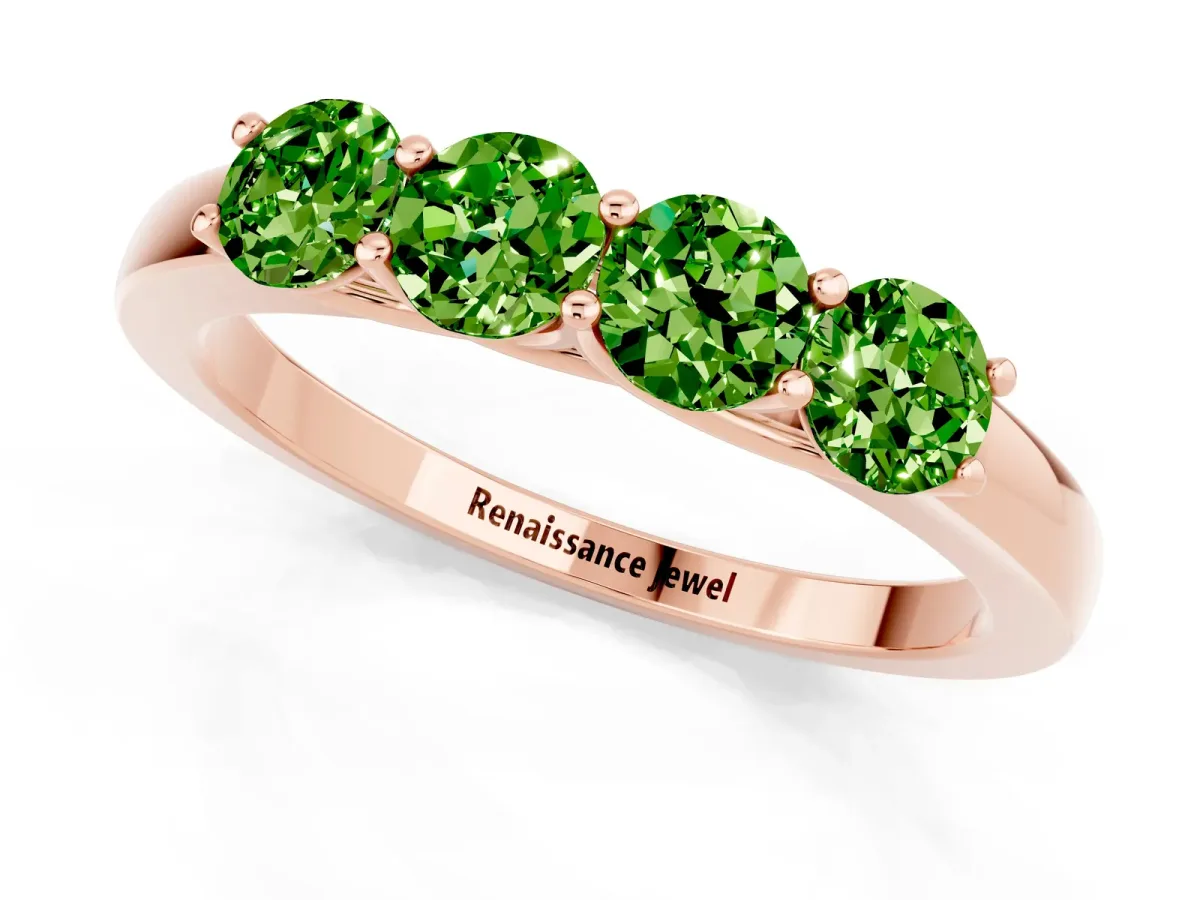 Four-Stone Round Peridot Prong-Set Band Rose gold