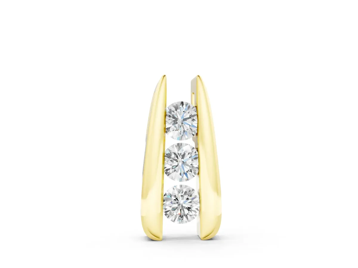 Vertical Channel Set Round Diamond Pendant Yellow gold
