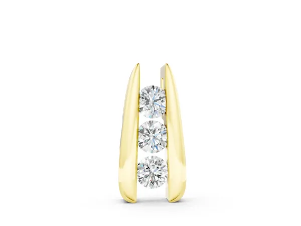 Vertical Channel Set Round Diamond Pendant Yellow gold