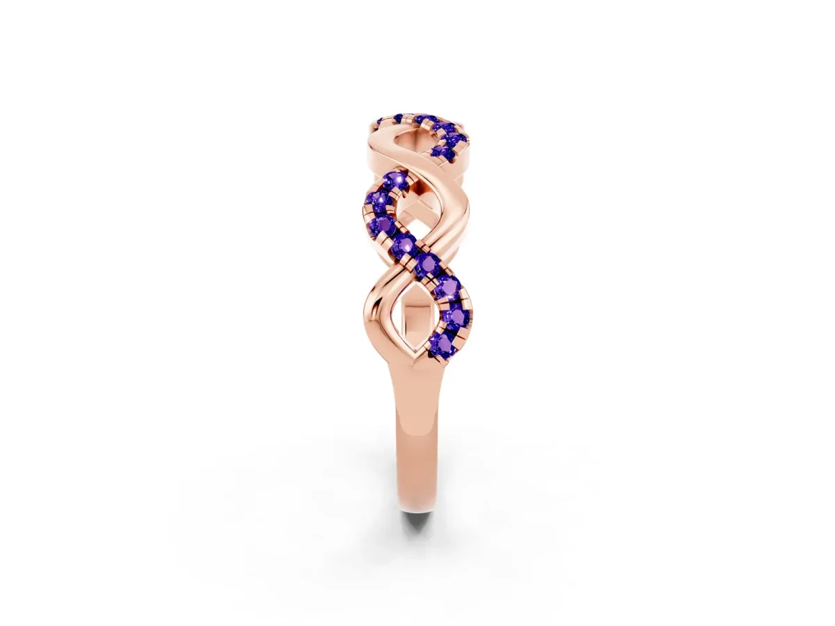 Twist Infinity Round Tanzanite Band with Pavé Setting Rose gold