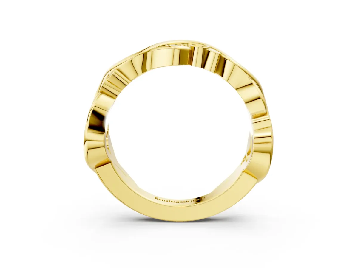 Marquise Diamond Vine Eternity Band with Bezel Setting Yellow gold