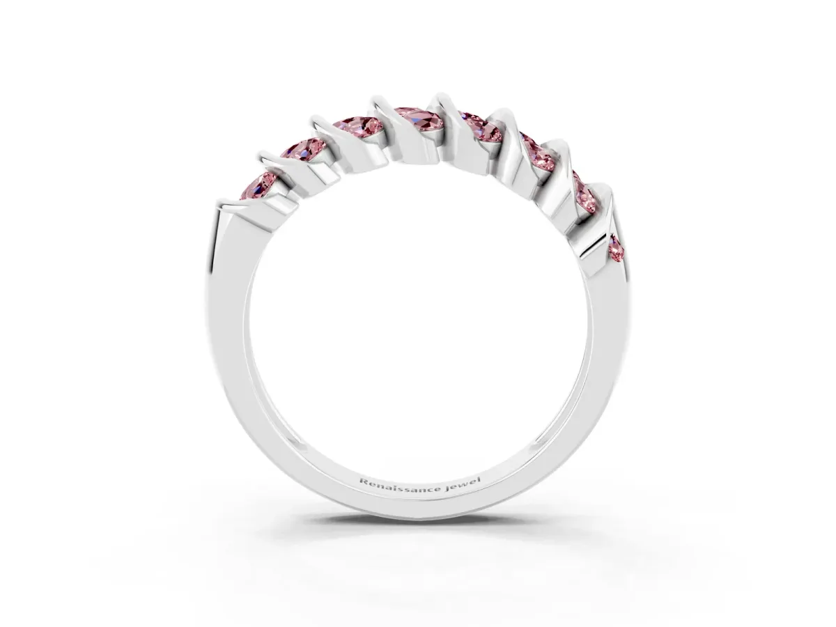 Channel Set Round Morganite Multi-Row Band White gold
