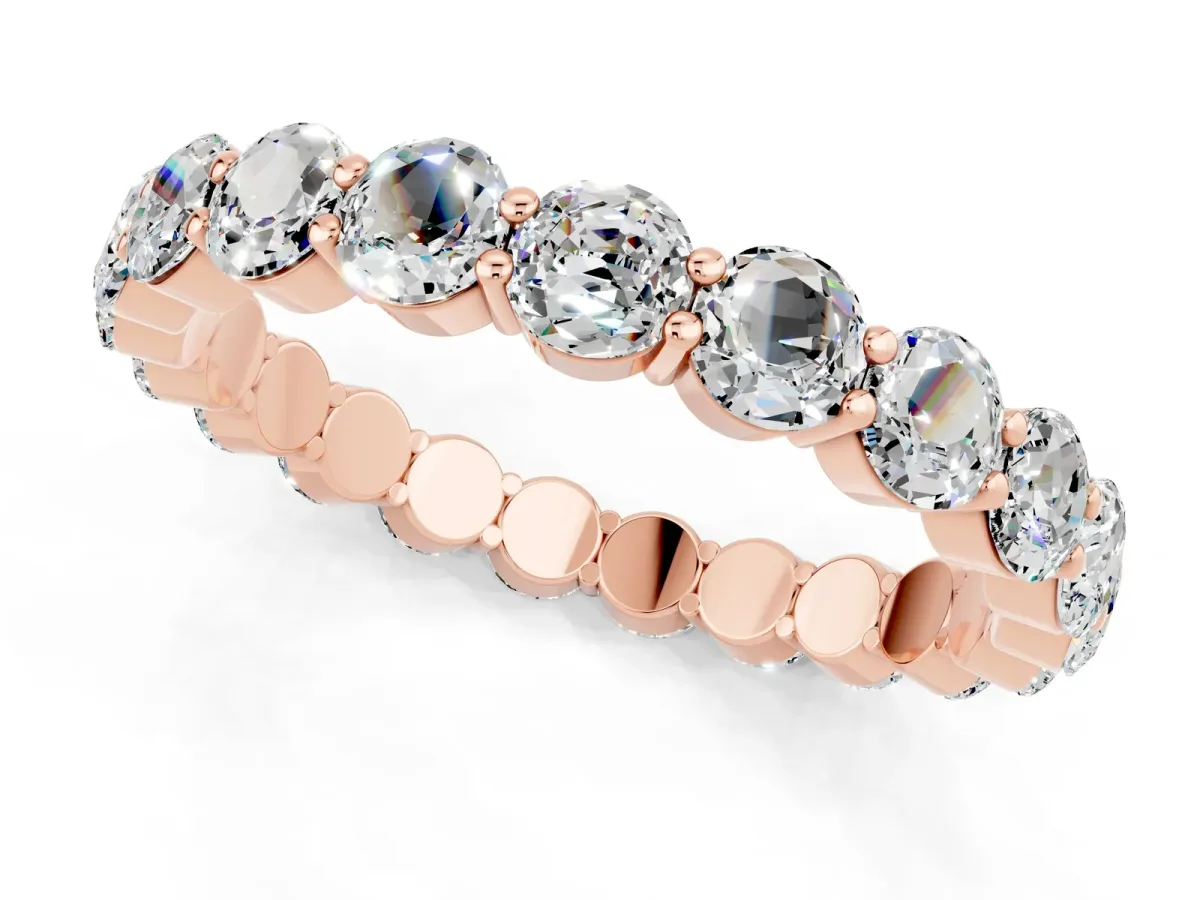 Round Moissanite Eternity Band with U-Prong Setting Rose gold