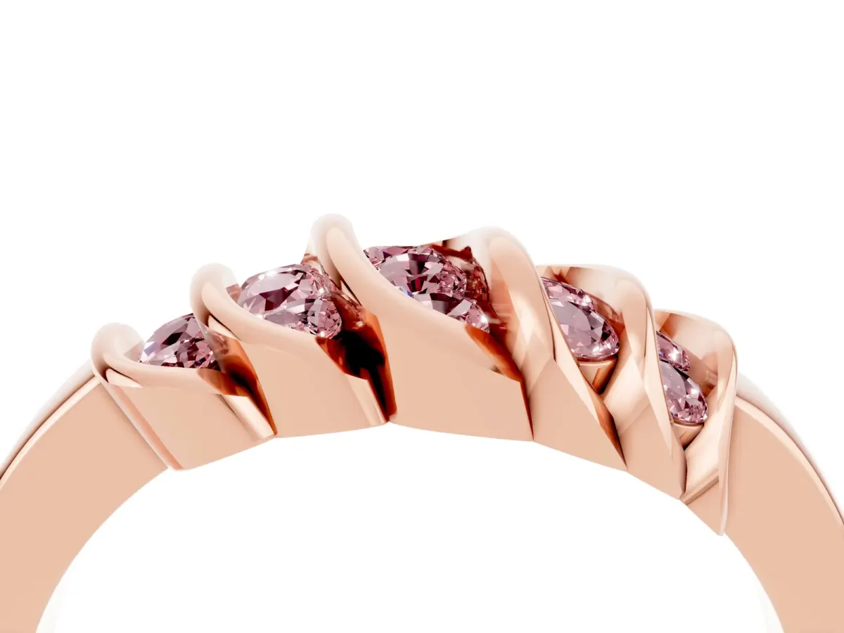 Round Morganite Multi-Row Crossover Band Rose gold