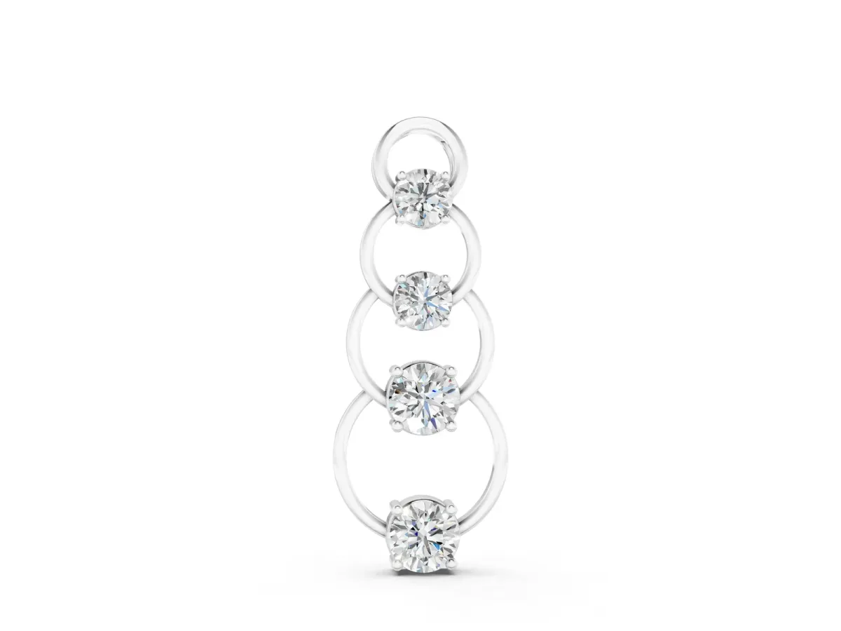 Round Diamond Four-Prong Circle Pendant Silver