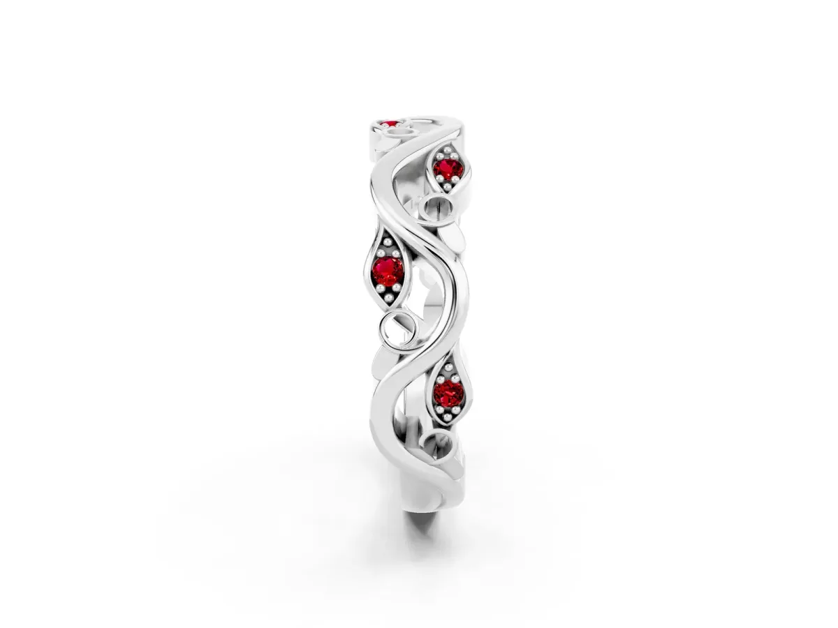 Marquise Ruby Vine Eternity Band with Bezel Setting Silver