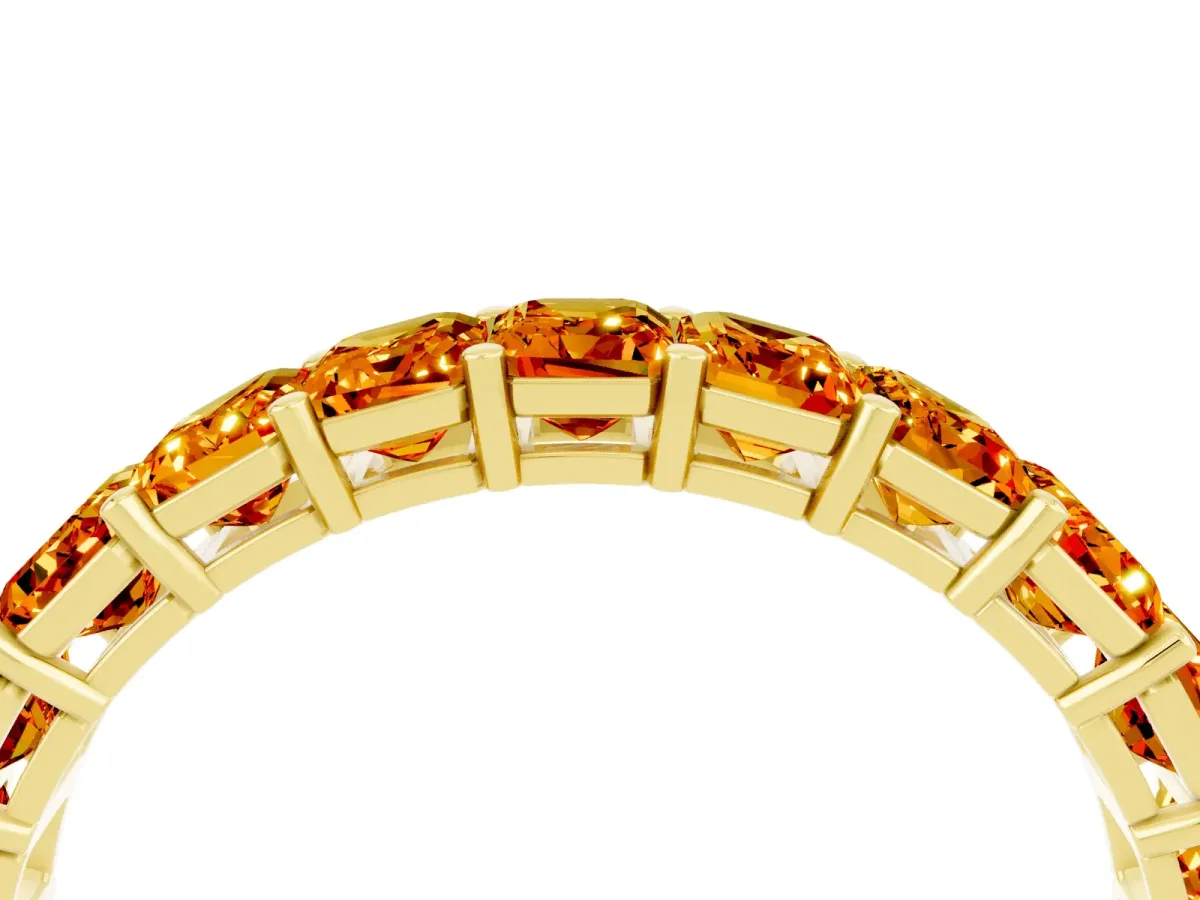 Emerald Cut Citrine Eternity Band with Shared Prong Setting Yellow gold