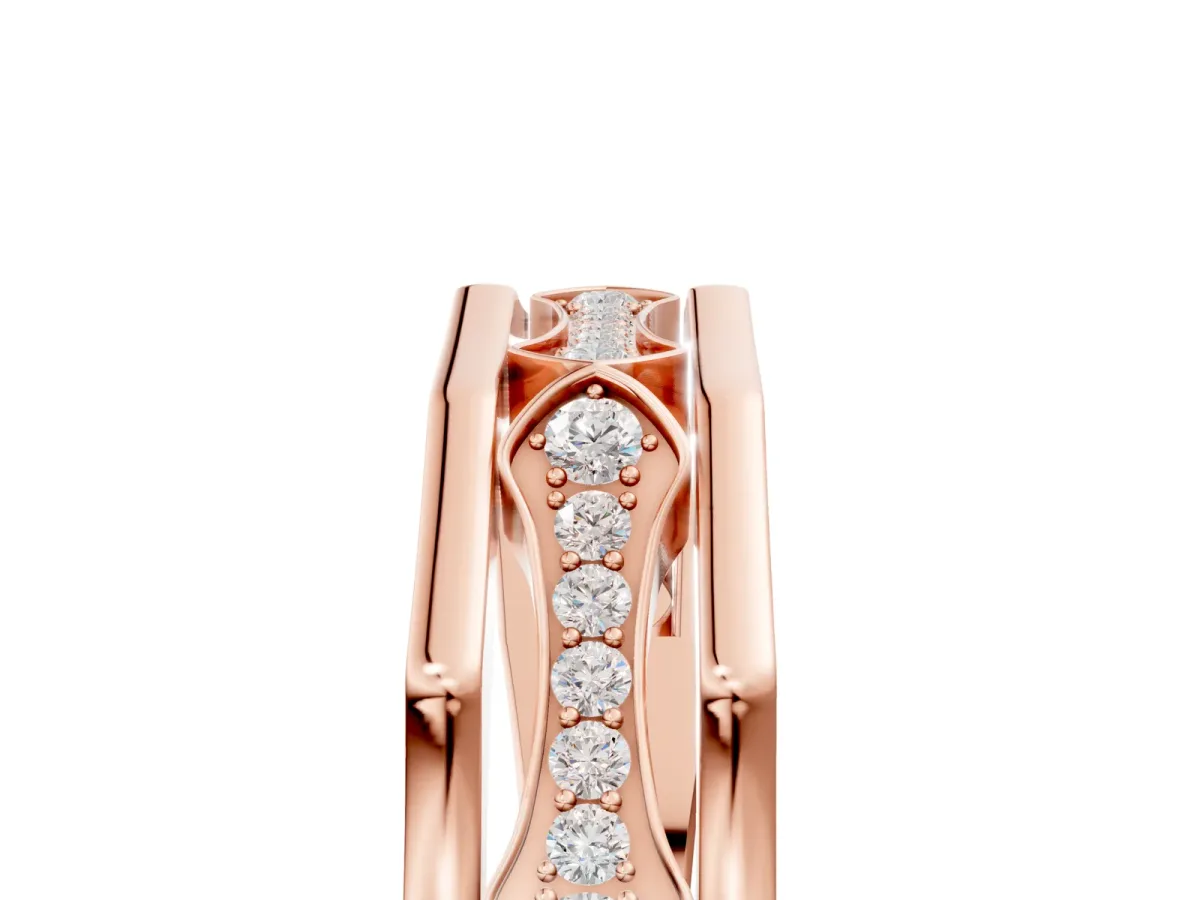 Pavé Round Diamond Eternity Band with Bar Prong Setting Rose gold
