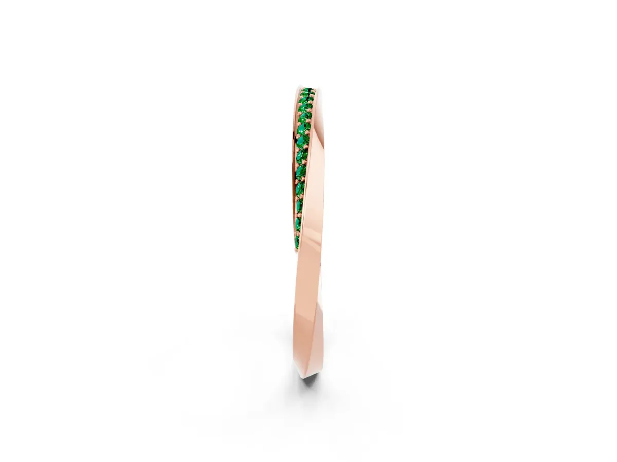 Pavé Round Emerald Twist Band Rose gold
