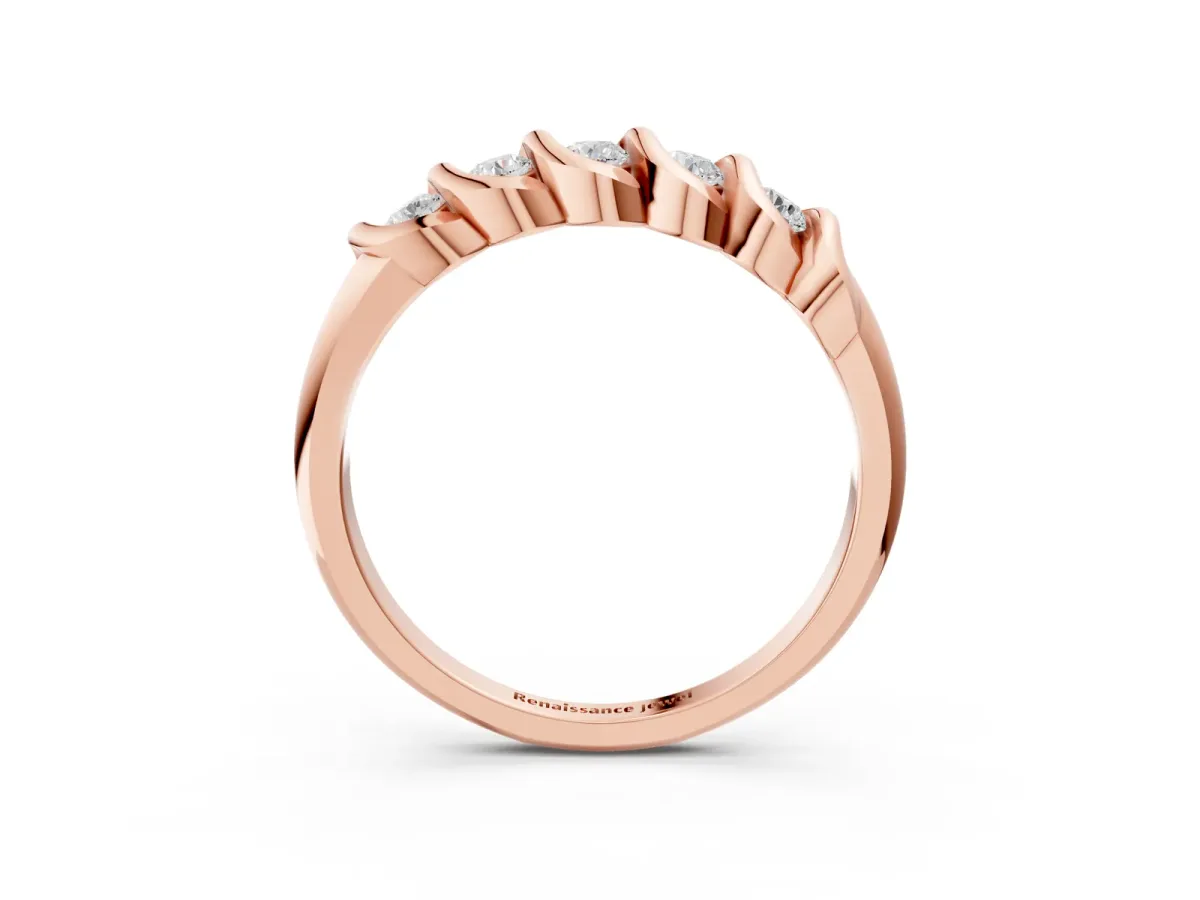 Round Diamond Eternity Band with Twist Prong Setting Rose gold