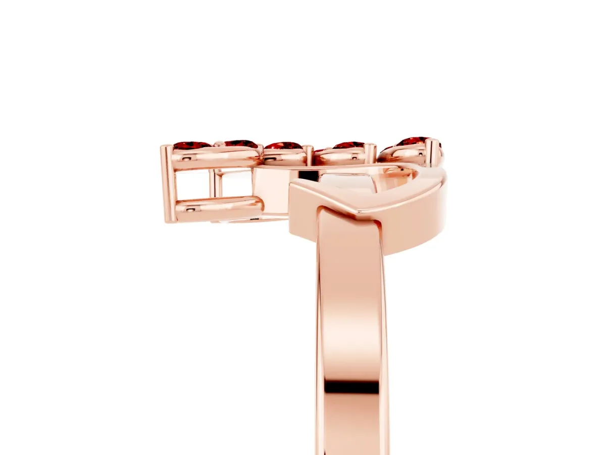 Marquise Ruby Cluster Bypass Ring with Prong Setting Rose gold