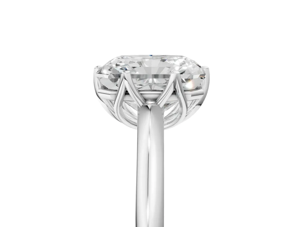 Radiant Cut Solitaire Cathedral Diamond Ring with Six-Prong Setting Platinum