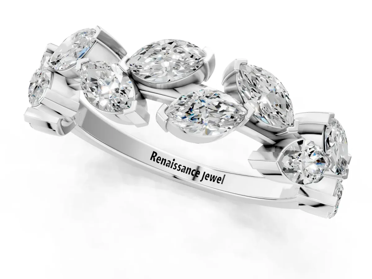 Marquise Diamond Eternity Band with Shared Prong Setting White gold