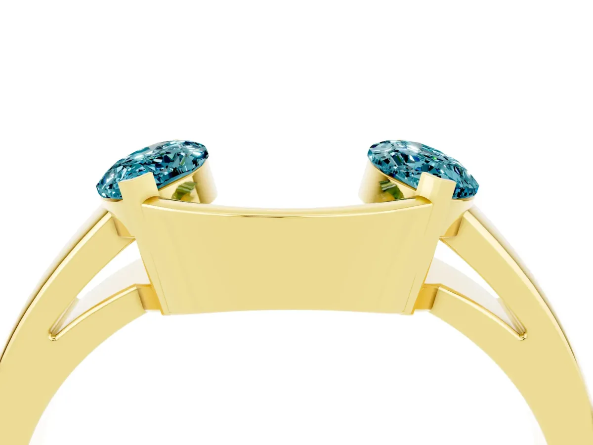 Marquise Blue Topaz Open Band Ring with Tension Setting Yellow gold